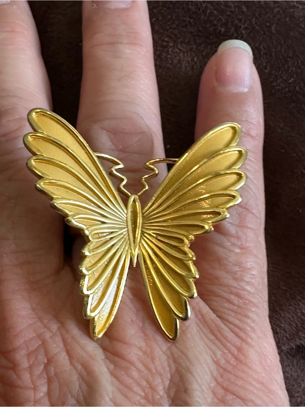 Vintage Style Butterfly Cocktail Ring – Genuine 925 Sterling Silver Gold Vermeil